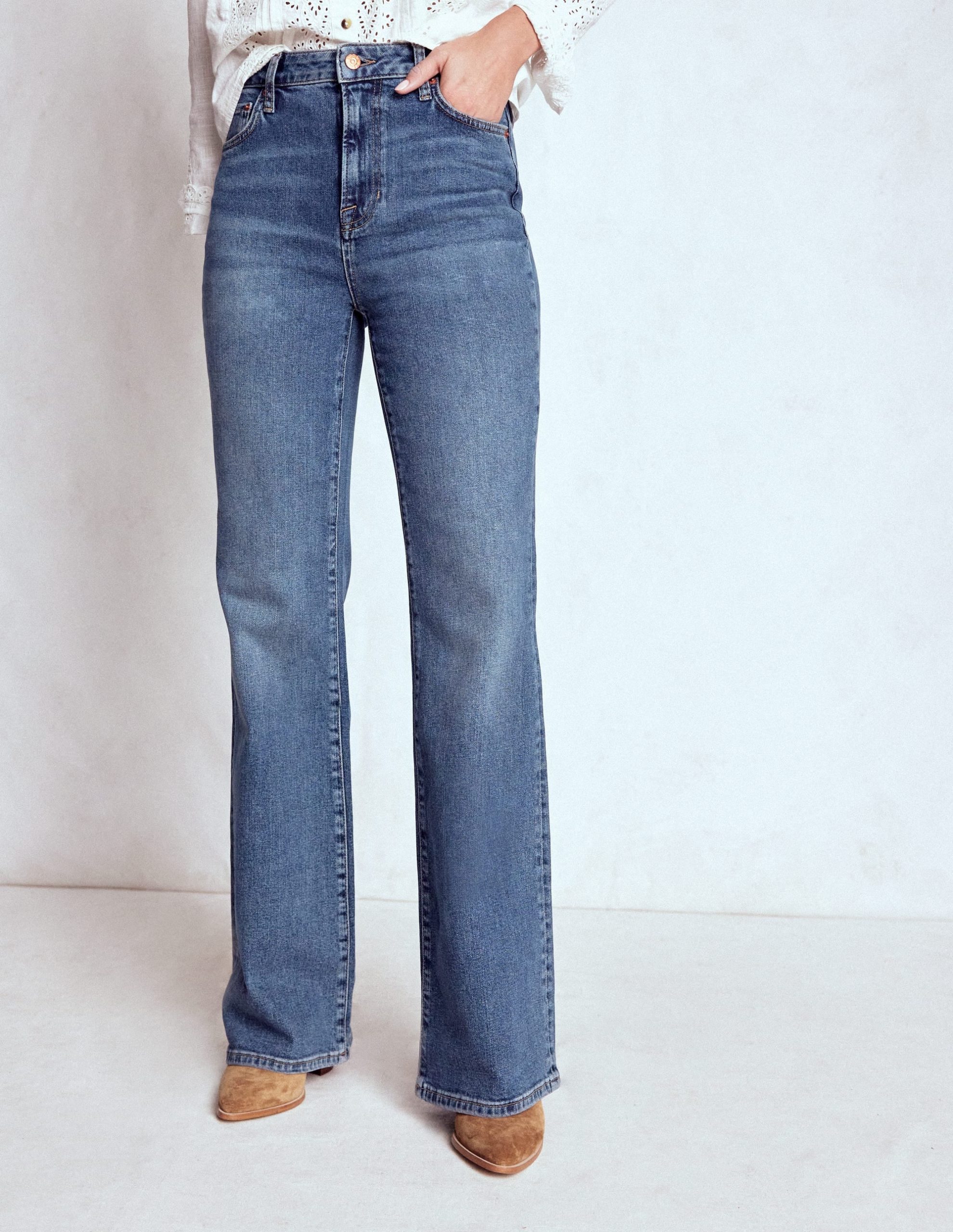 High Rise Fitted Flare Jeans-Mid Vintage - Image 4