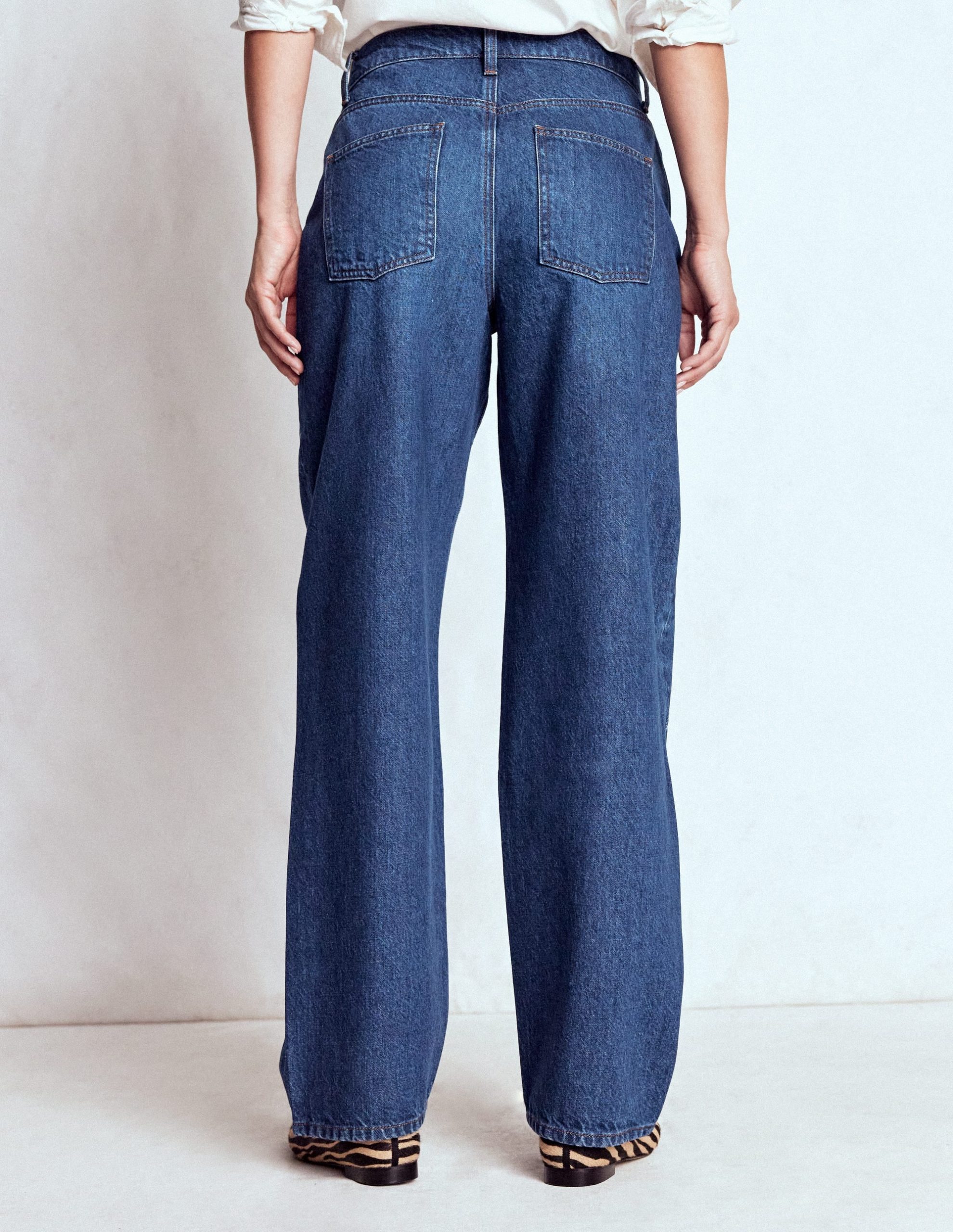 Full Length Barrel Leg Jeans-Dark Vintage - Image 4