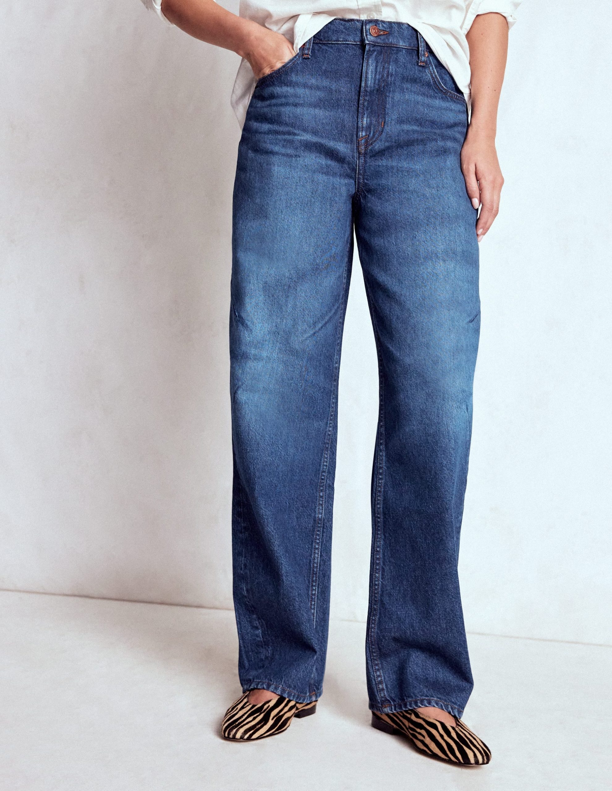 Full Length Barrel Leg Jeans-Dark Vintage - Image 3