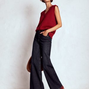 High Waist Wide Leg Jeans-Indigo Rinse