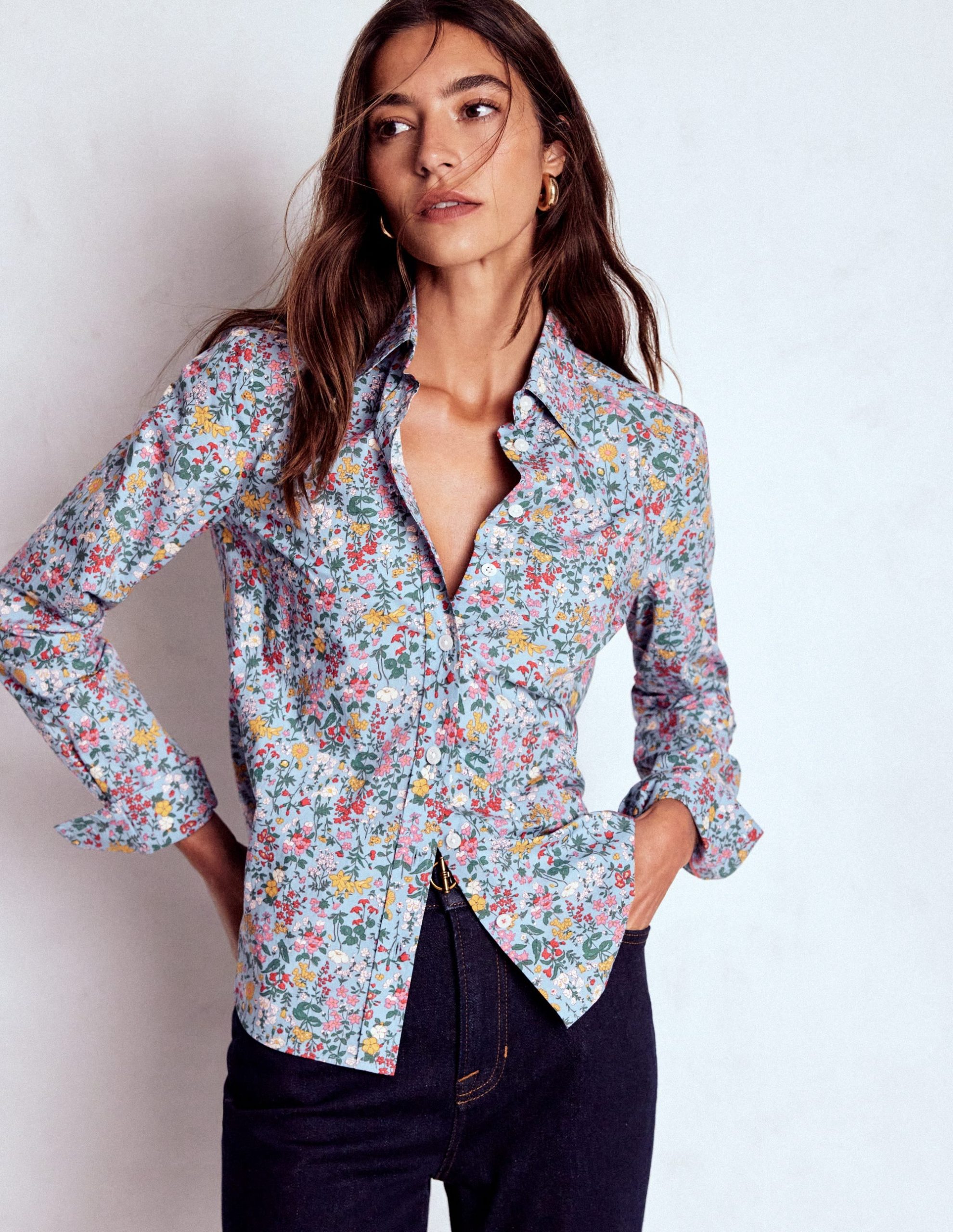 Sienna Cotton Shirt-Windward Blue. Delicate Meadow - Image 4