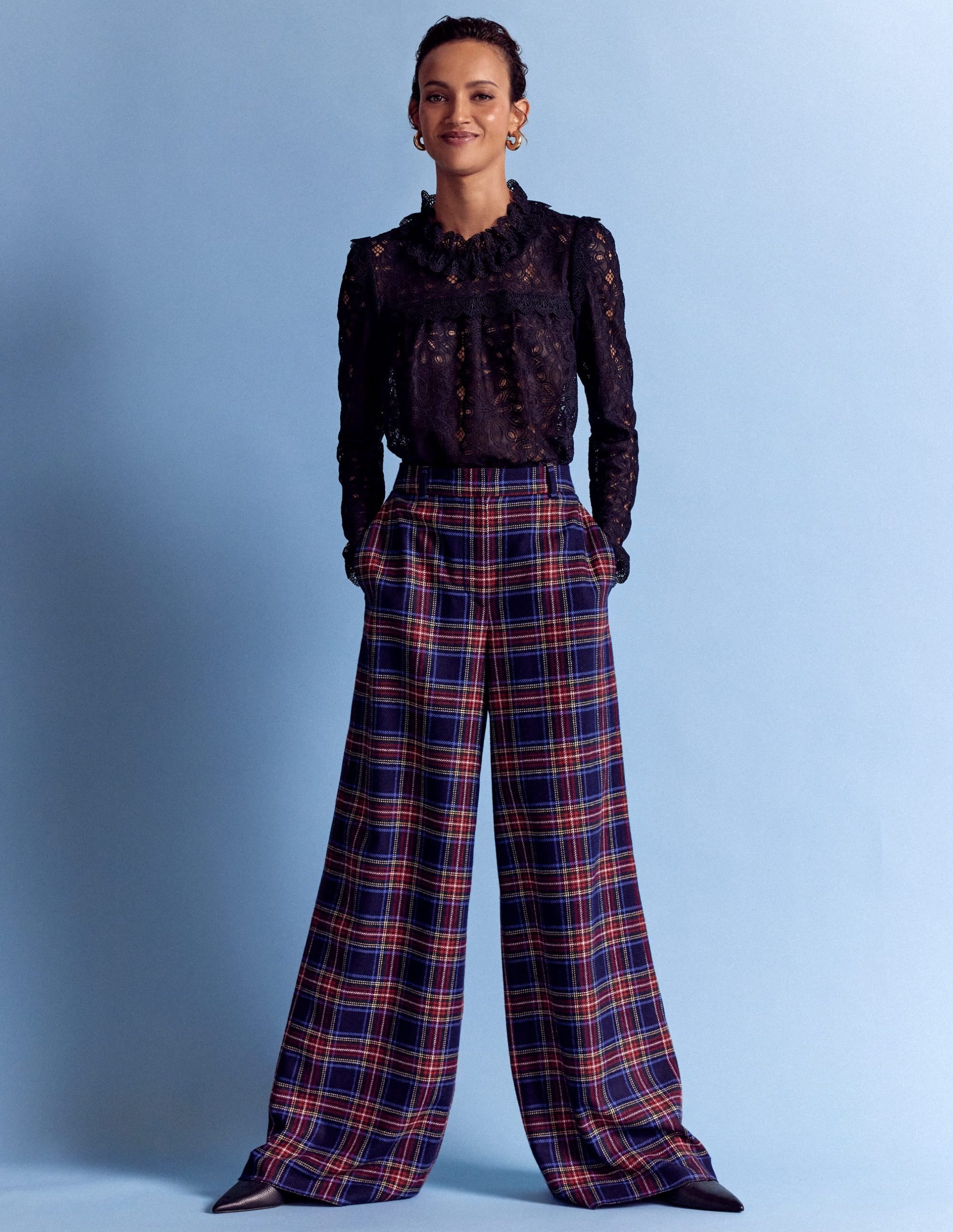 Lace Trim Detail Top-Black - Image 6