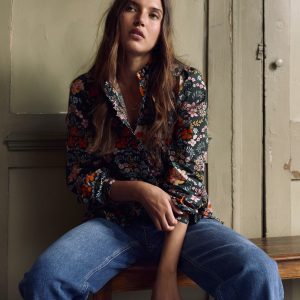 Helena Cotton Top-Green. Flourishing Garden