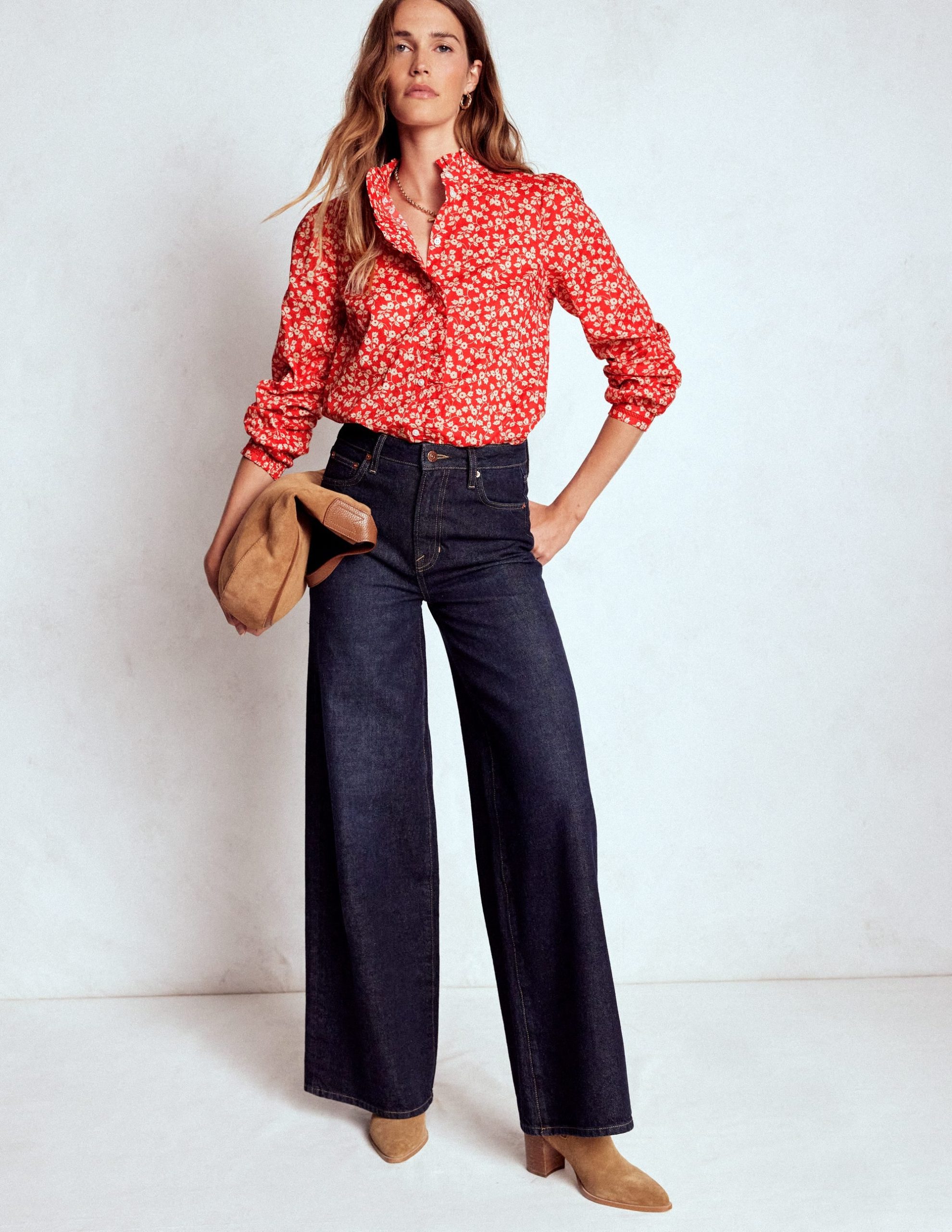 Helena Cotton Top-Cranberry Red. Delicate Vine - Image 4