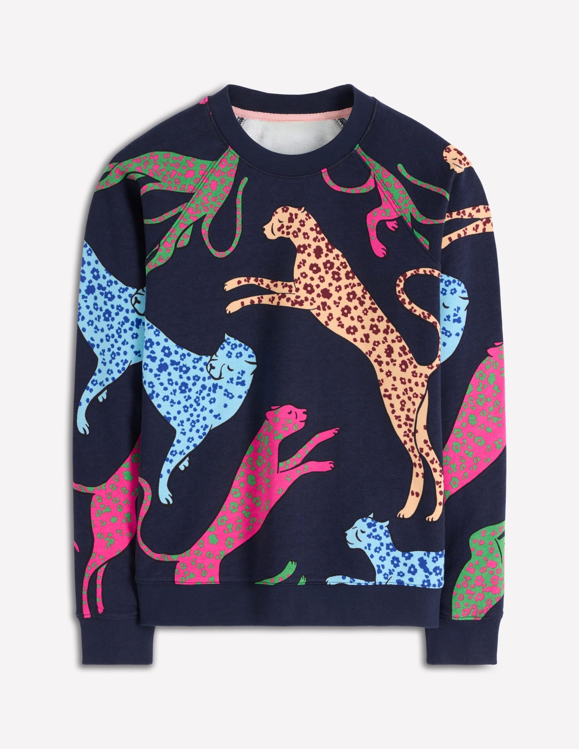 Rosa Printed Sweatshirt-Navy. Leaping Leopard - Image 5