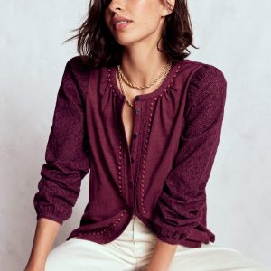 Eden Broderie Jersey Shirt-Deep Wisteria