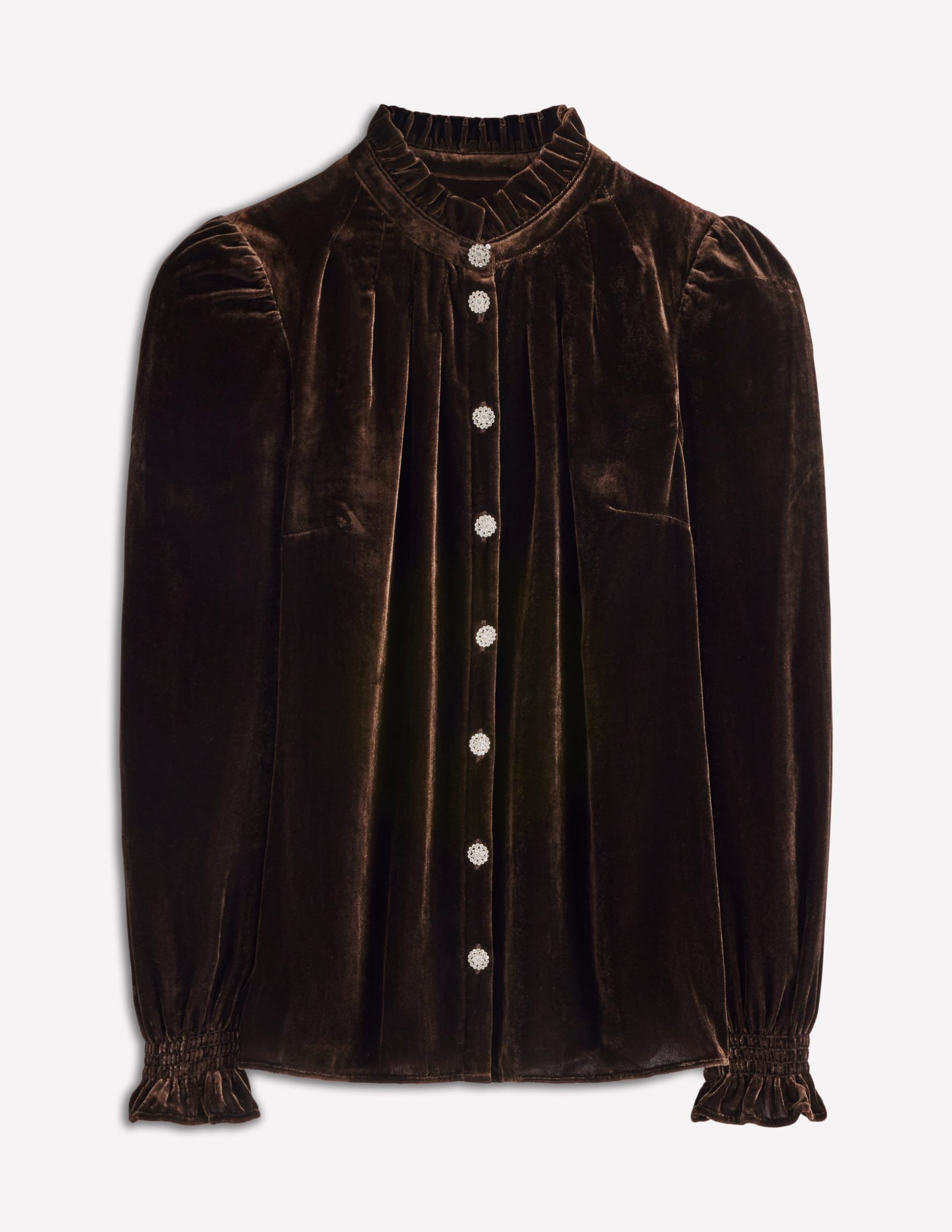 Lorna Pleat Neck Velvet Top-Espresso - Image 8