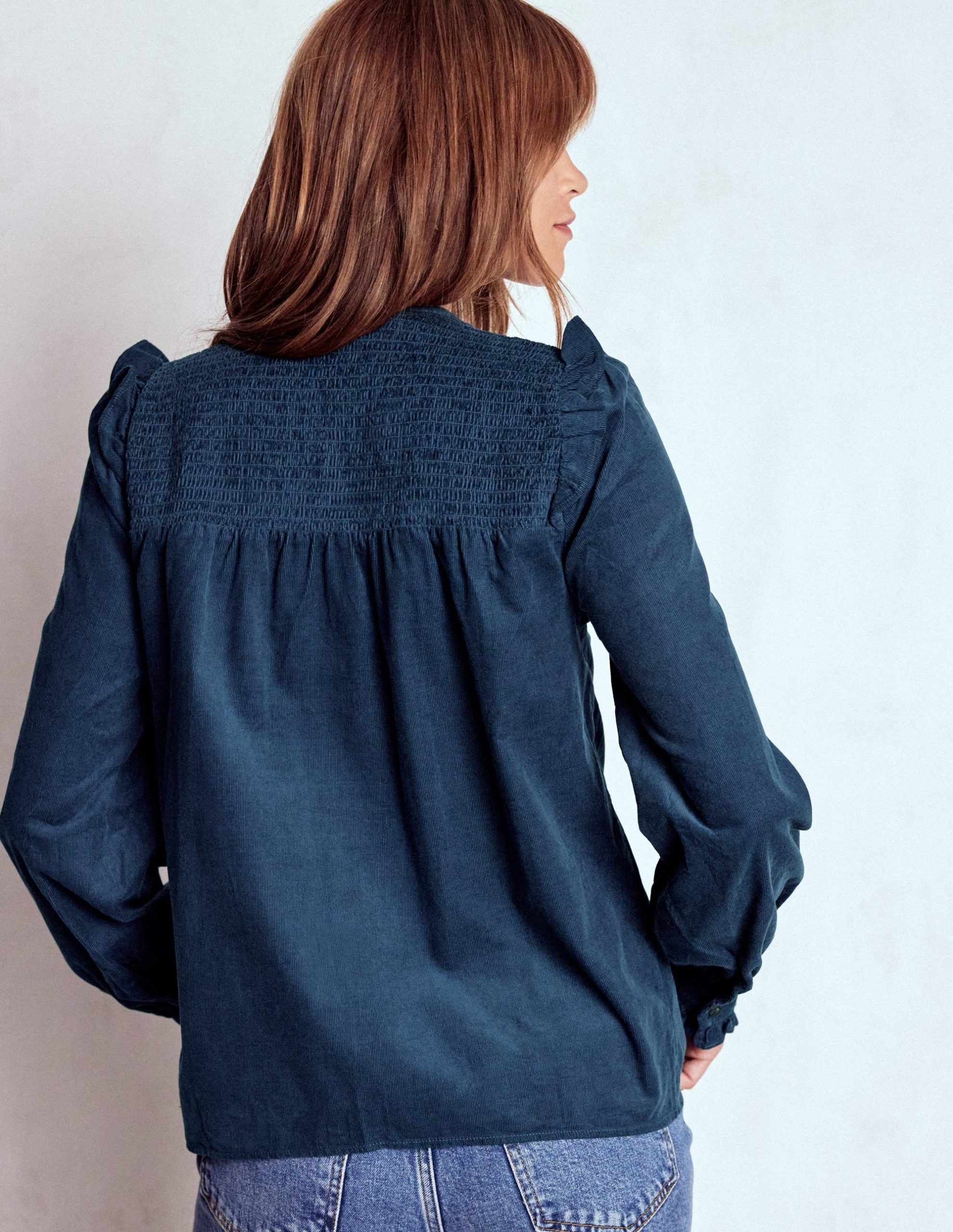 Smocked Yoke Cord Top-Midnight Ocean - Image 3