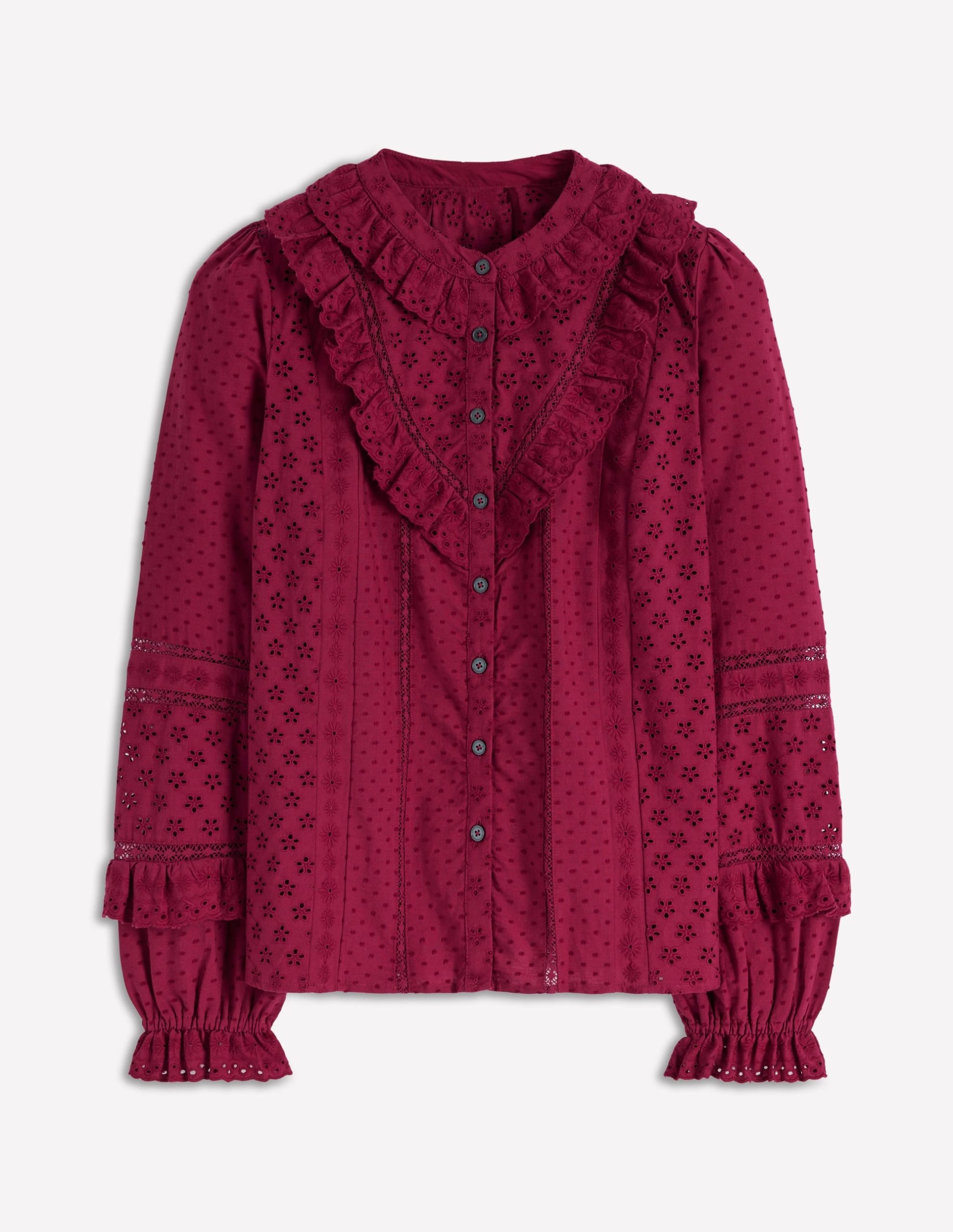 Broderie Ruffle Top-Ruby Red - Image 6