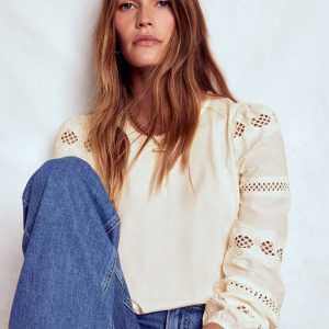 Millie Lace Mix Top-Ivory