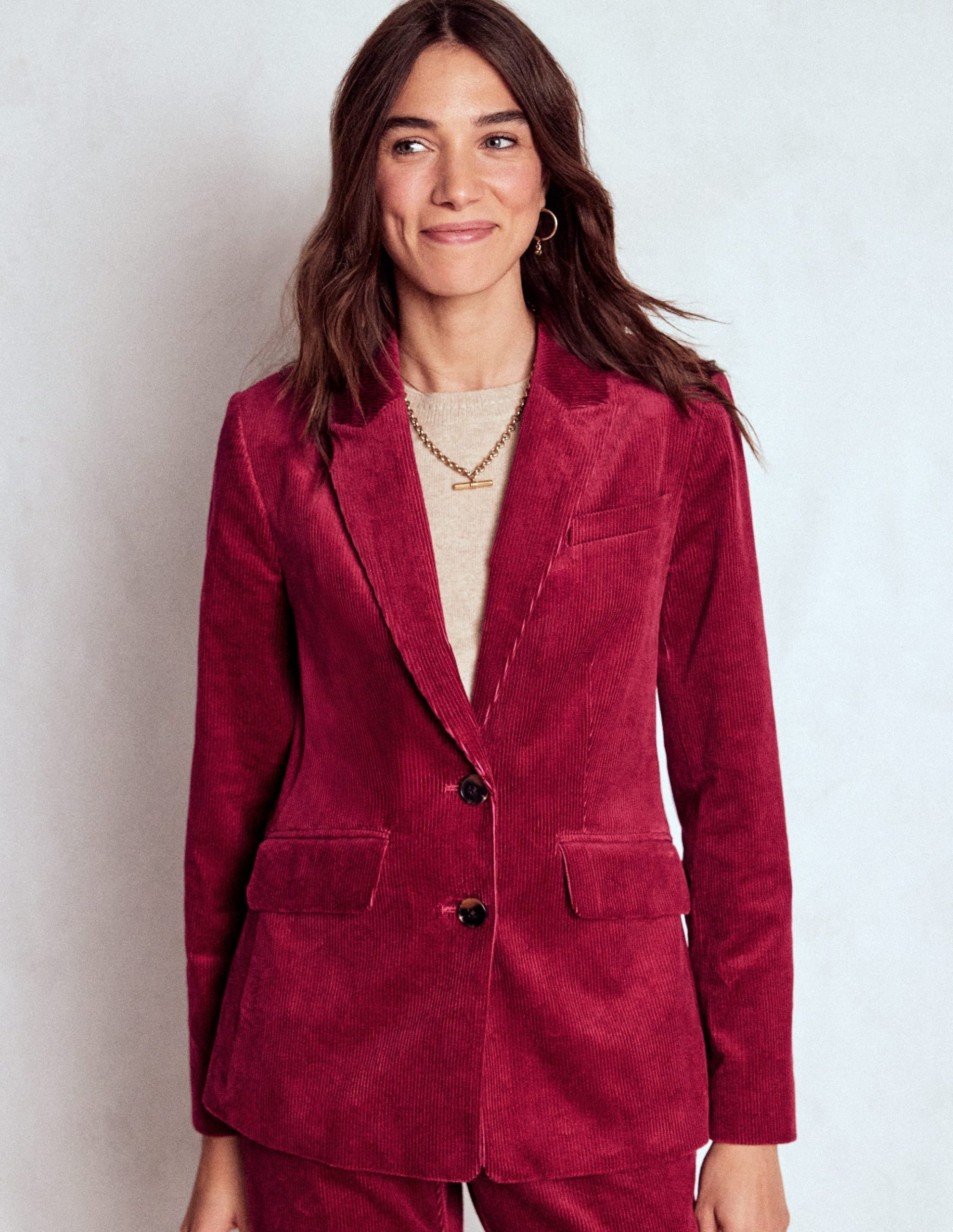 Stamford Cord Blazer-Burgundy Red - Image 4