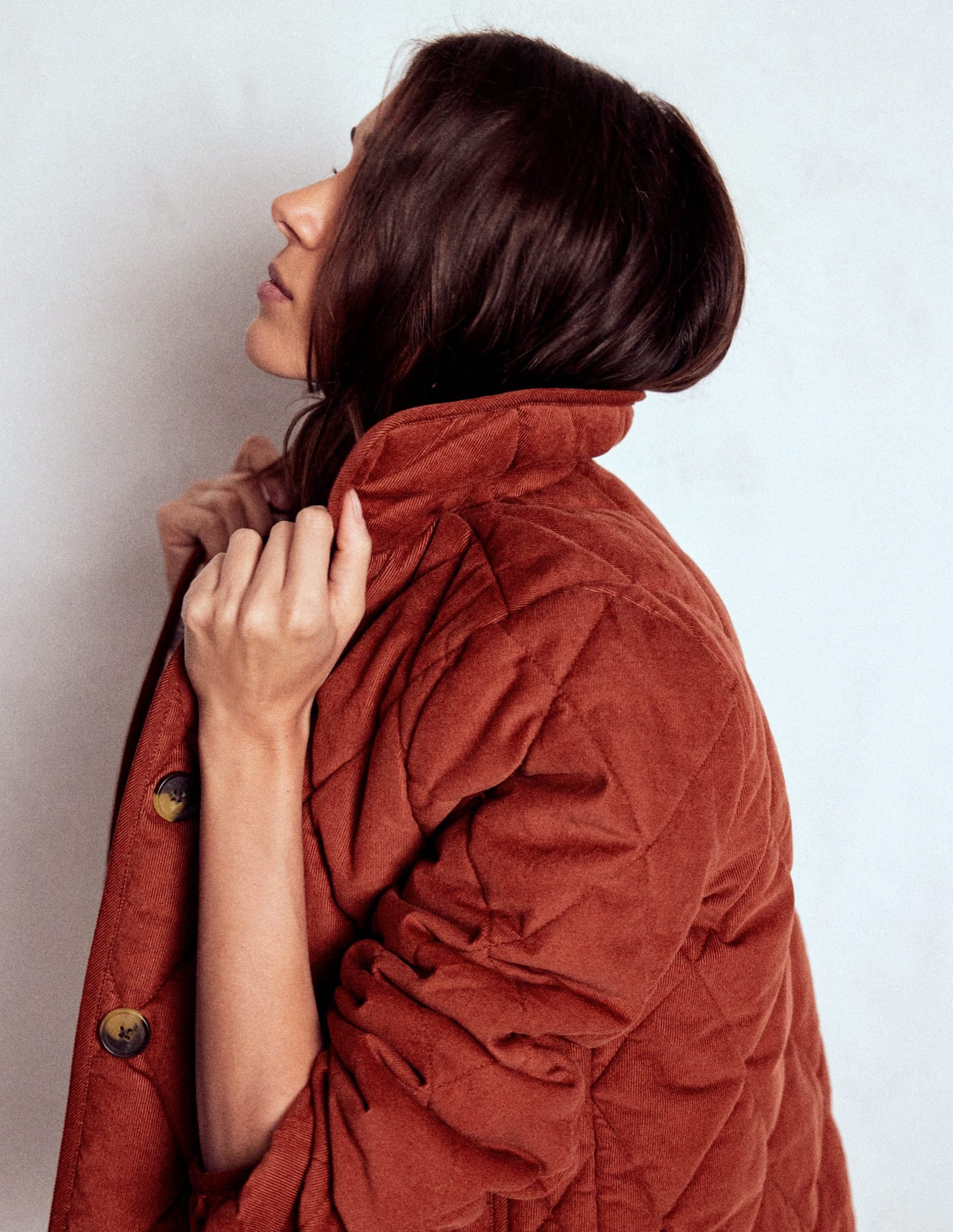 Fitzrovia Quilted Cord Jacket-Fire Brick Red - Image 2