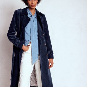 Cheltenham Cord Trench Coat-Navy