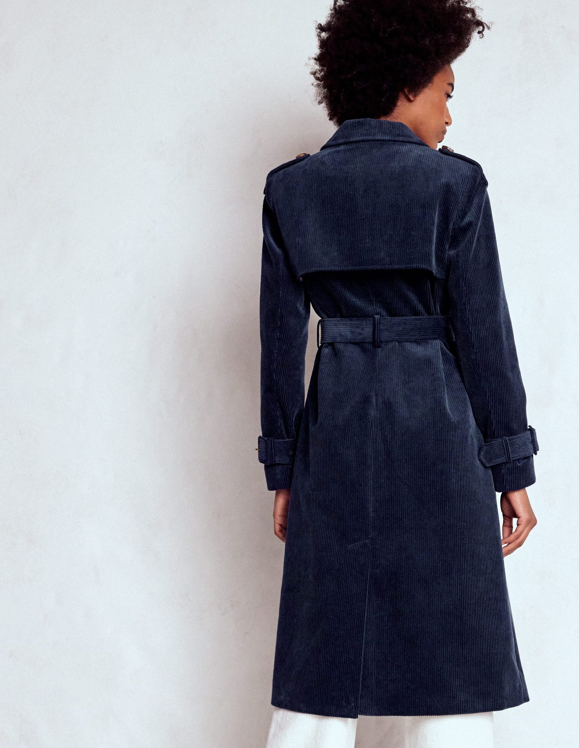 Cheltenham Cord Trench Coat-Navy - Image 3