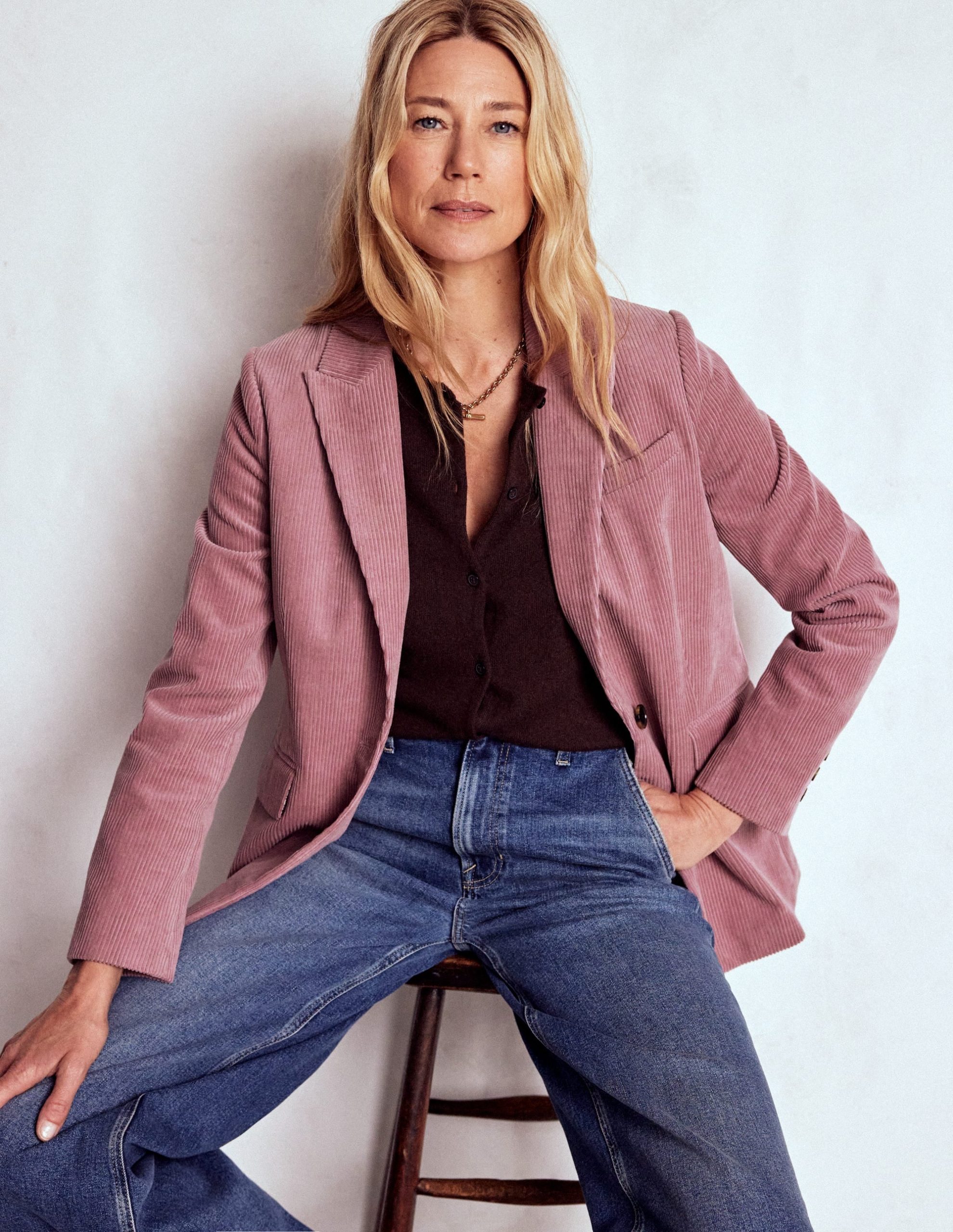 Woodbridge Cord Blazer-Blushing Rose