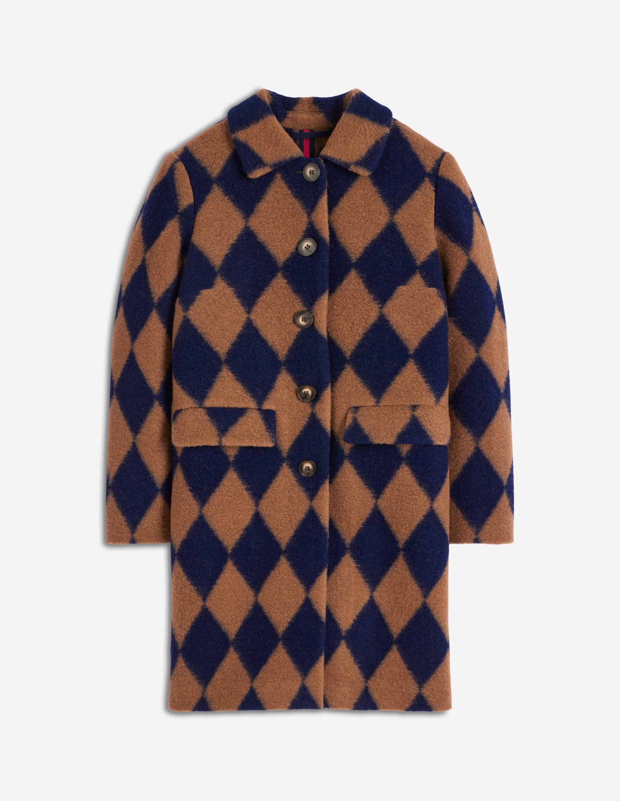 Edinburgh Swing Coat-Camel and Navy Argyle - Image 8
