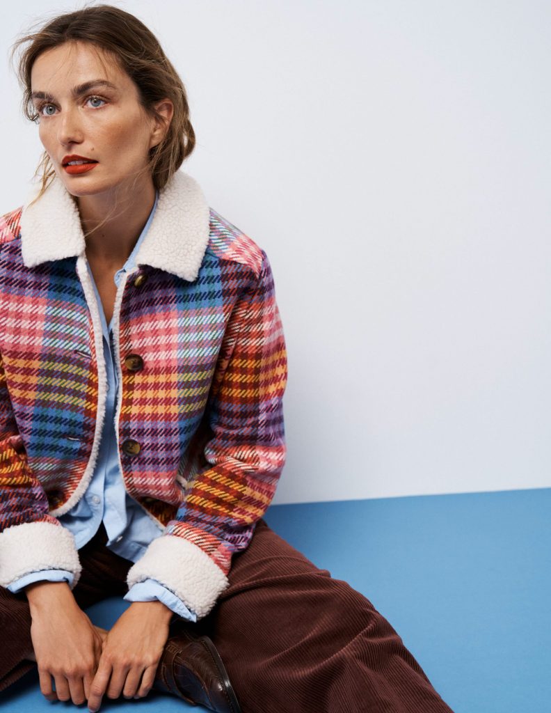 Stirling Check Coat-Rainbow Blanket Multigingham