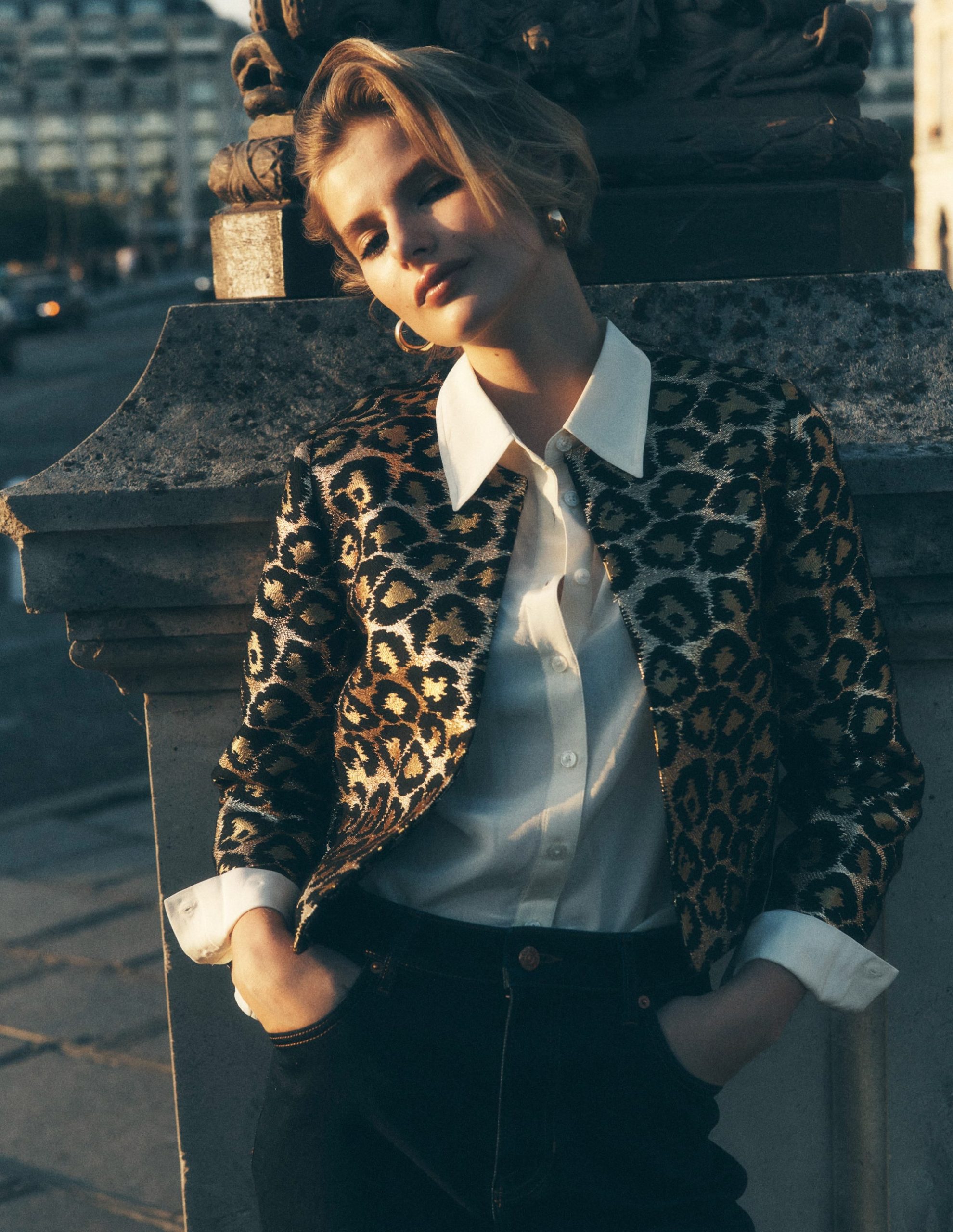 Jacquard Leopard Jacket-Leopard. Lurex Jacquard