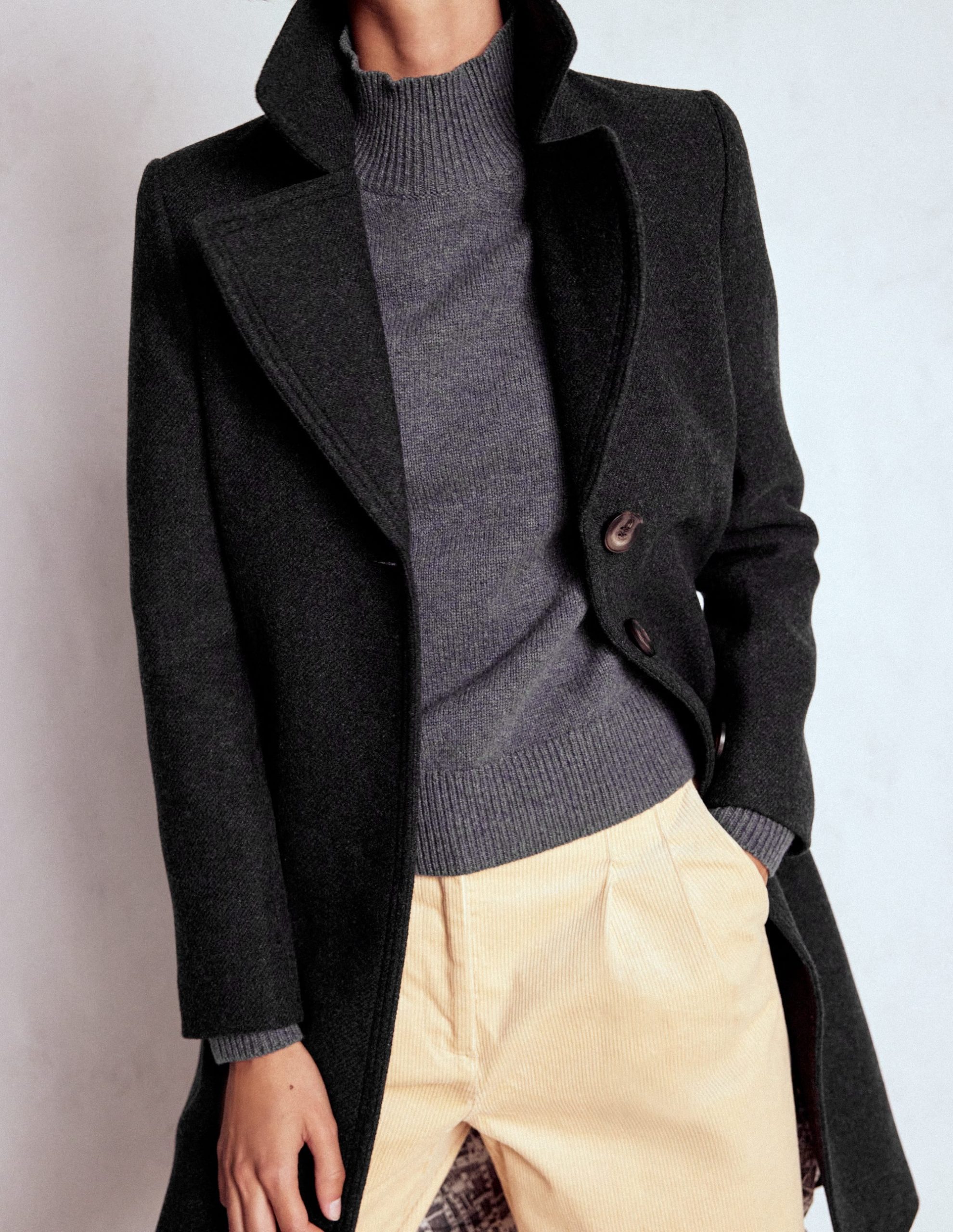 Newport Wool Coat-Charcoal Marl - Image 2