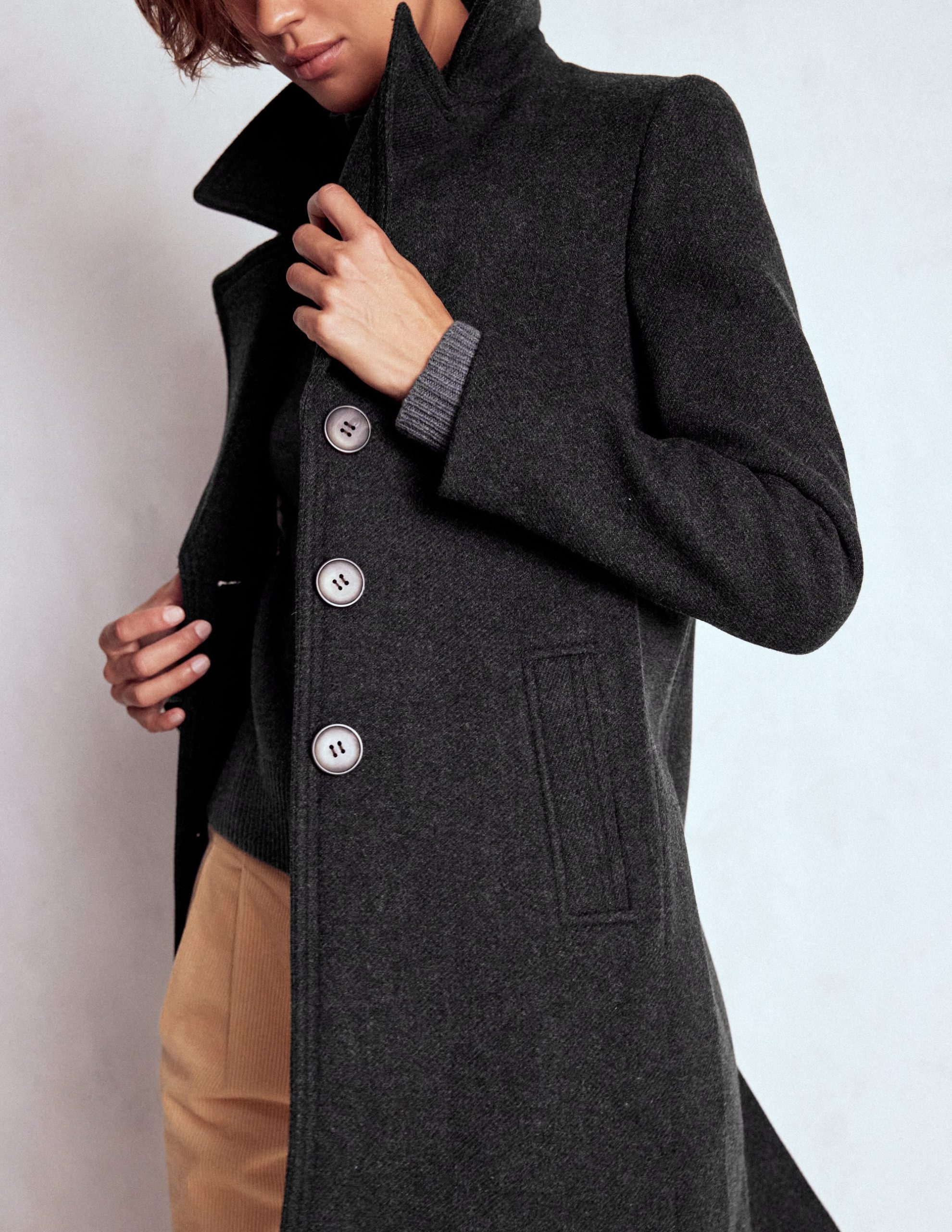 Newport Wool Coat-Charcoal Marl - Image 5