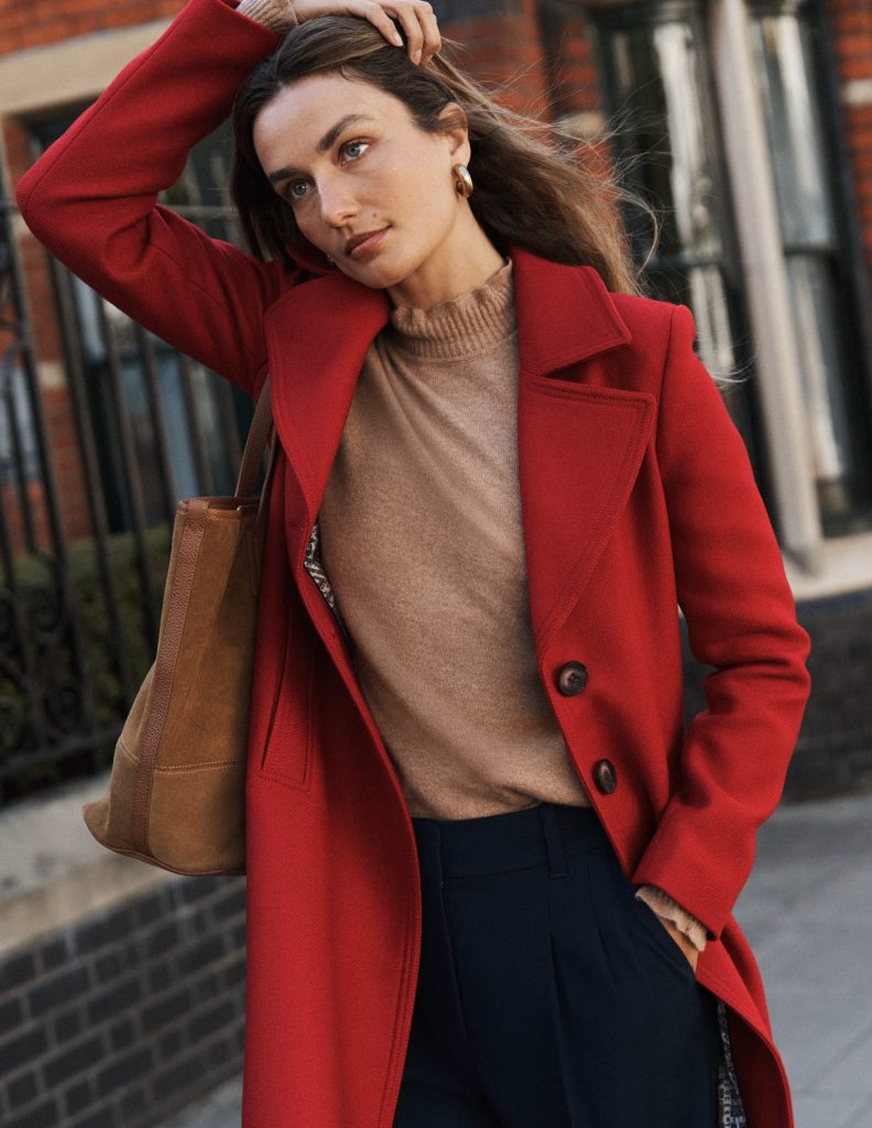Newport Wool Coat-Cranberry Red