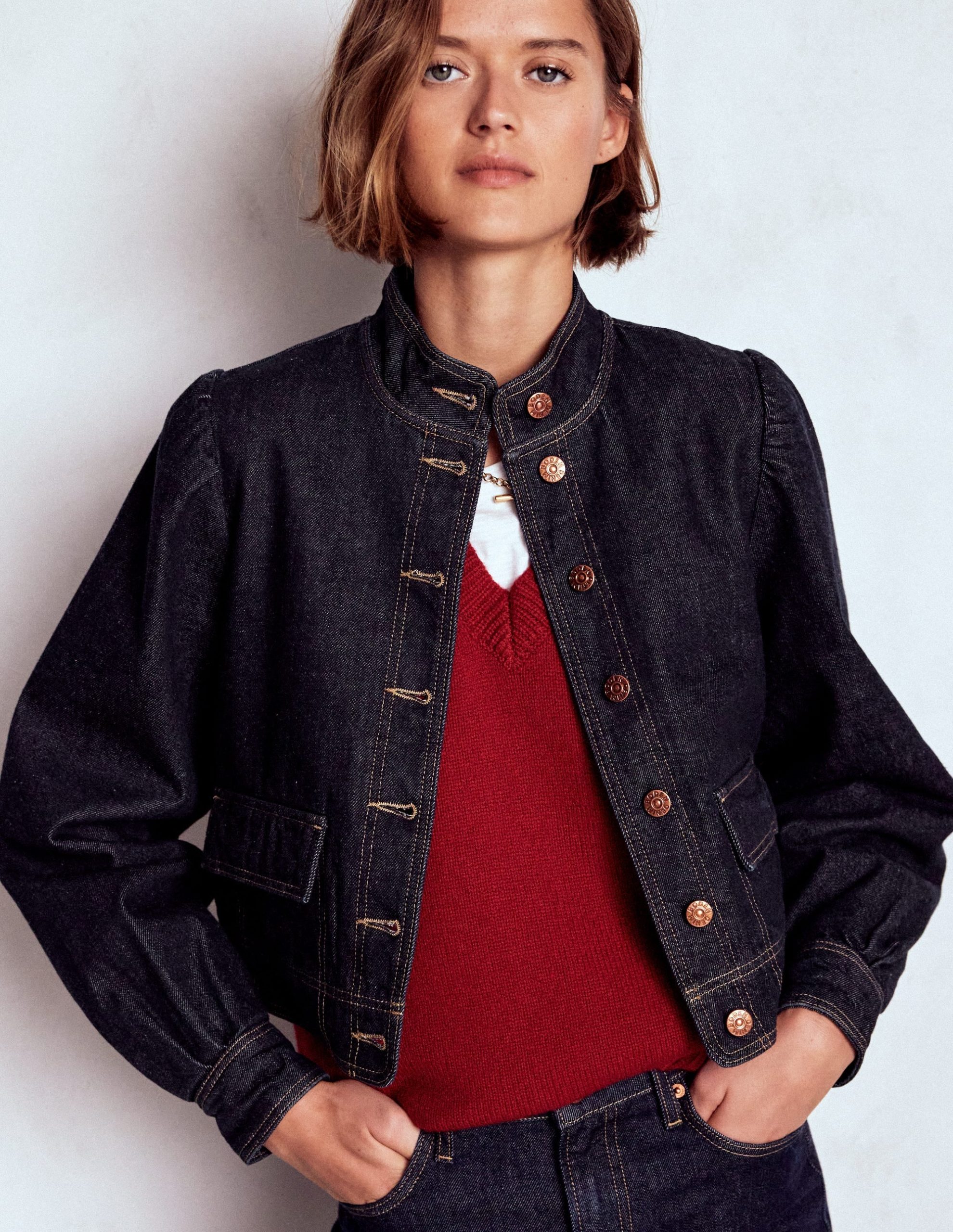 Topstitch Denim Jacket-Indigo - Image 5