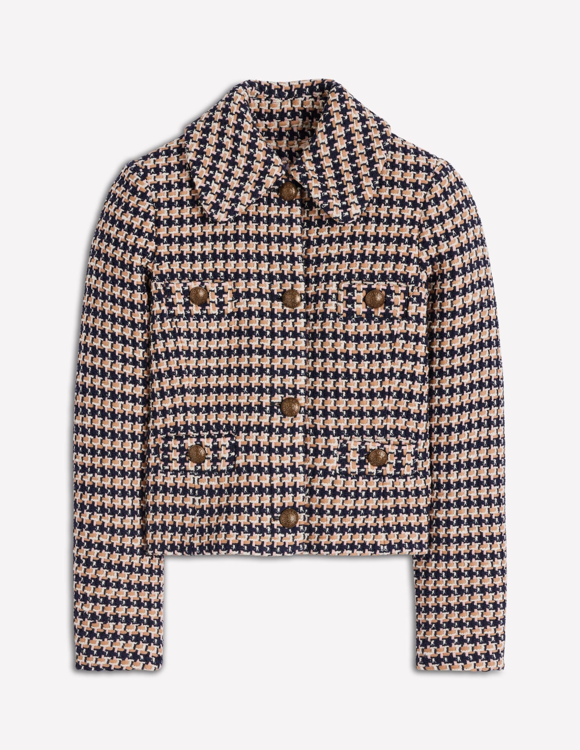 Button Up textured Jacket-CAMEL AND PINK TEXTURE - Image 7