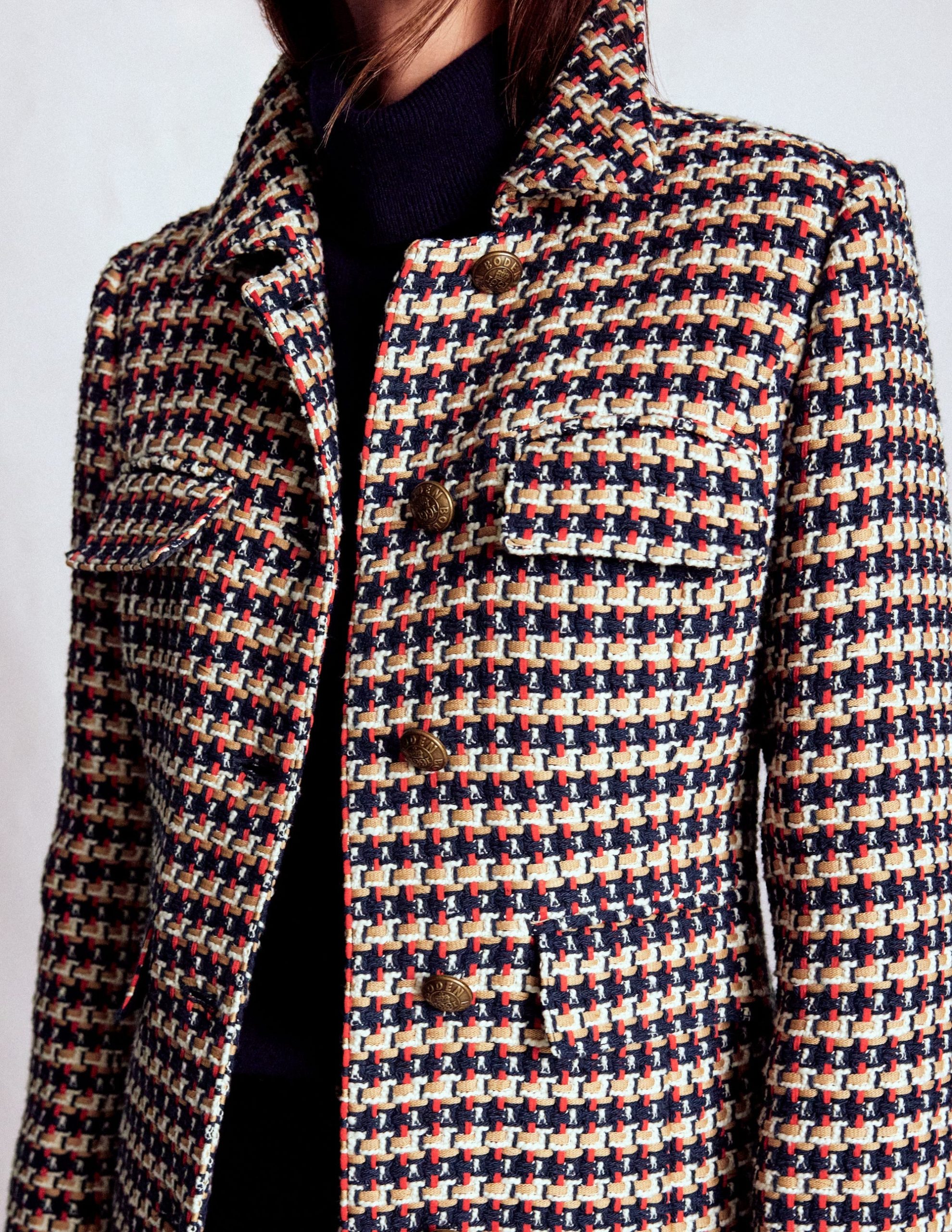 Pocket Detail Coat-Camel. Navy Red - Image 3